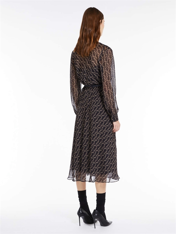 Max Mara Studio Umile Kjole, Navy Chains Print
